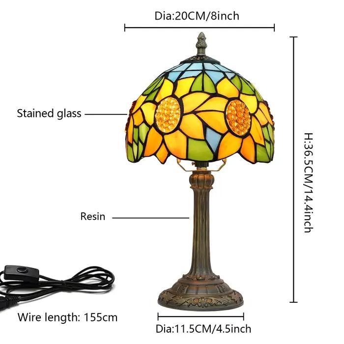 Lampe de table style pastoral en vitrail