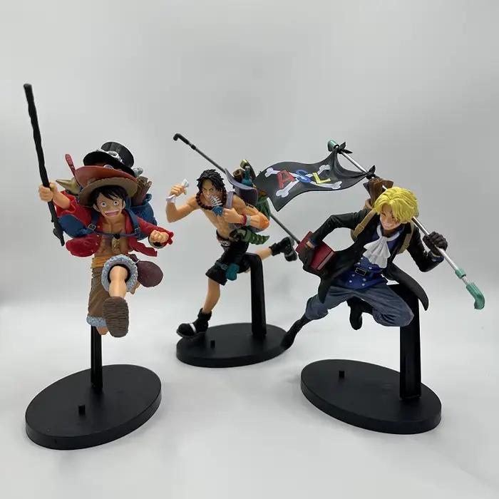 Ensemble de personnages de dessin animé One Piece, 3 pièces, Luffy ace Sabo, ornements en PVC, collection de modèles de bureau, jouets, cadeaux