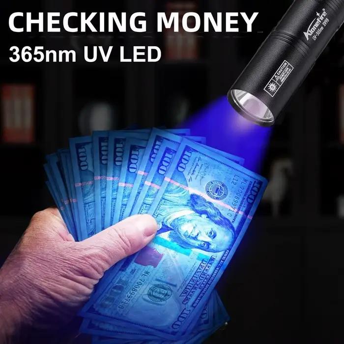 Mini lampe torche UV 365nm rechargeable par USB, petite lampe ultraviolette pour ongles, détection d'urine d'animaux, de Tinea chez le chat, de fausse monnaie, de minerais et de scorpions