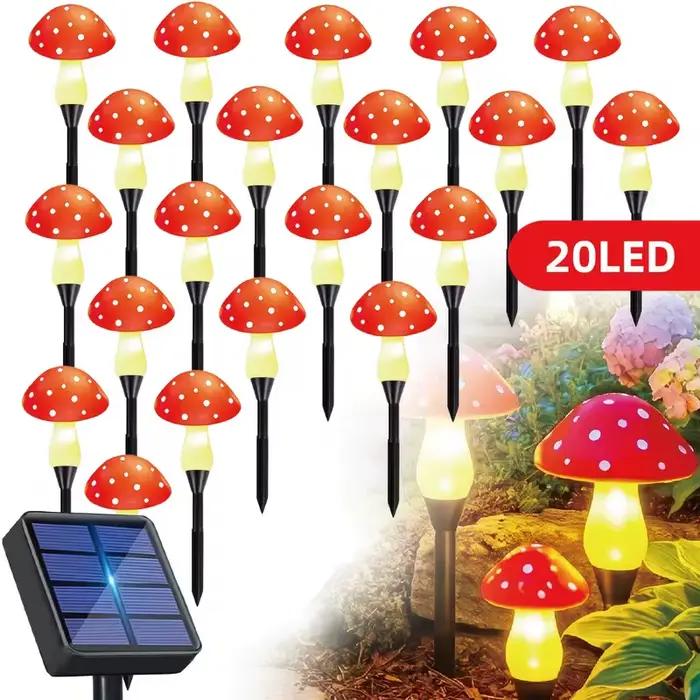 Lampes solaires LED en forme de champignons pour l'extérieur, éclairage festif de jardin, lampes solaires pour patio, mariage, Noël, Halloween, décoration