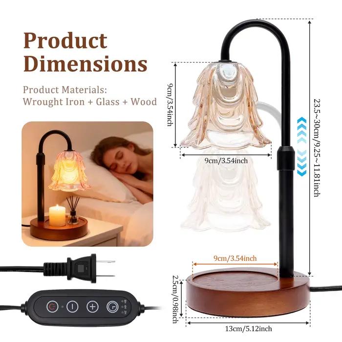 Lampe chauffe-bougie à fleurs avec minuterie