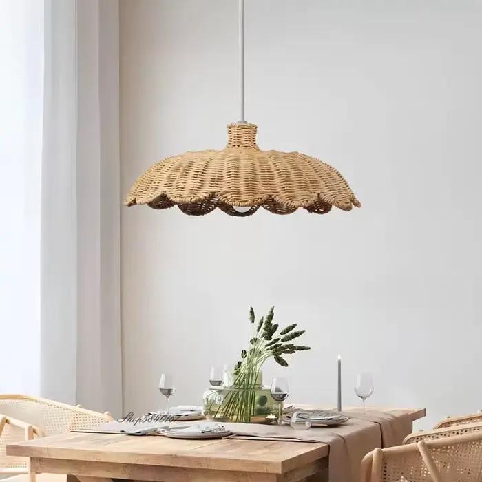Lampe Suspendue Tissée à la Main en Rotin Naturel