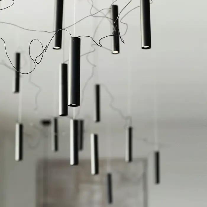 Lampe suspendue moderne Simbiosi Suspension avec finition chromée polie pour salon chambre restaurant et hôtel occasions spéciales