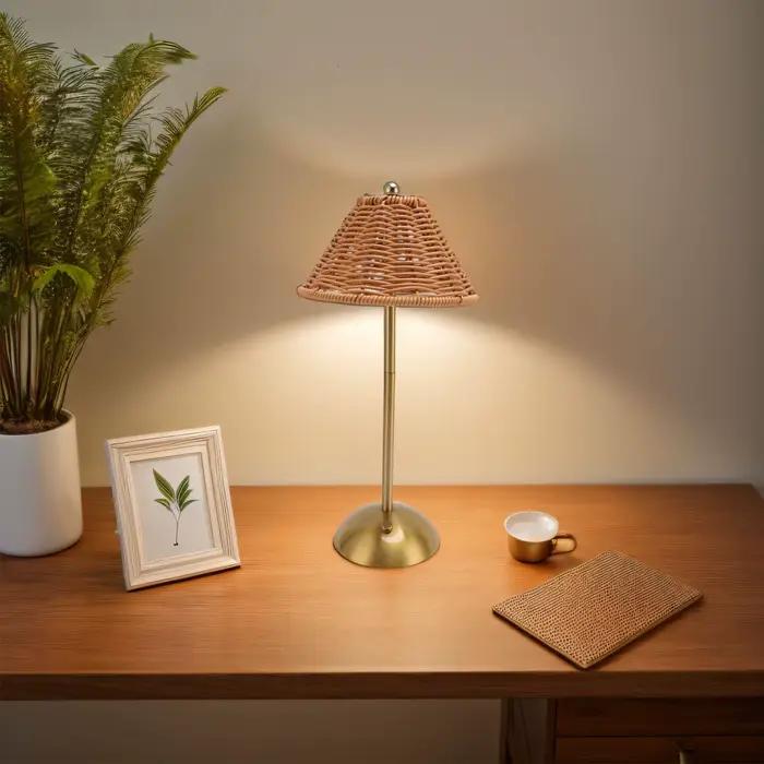 Lampe de Table en rotin Boho sans fil