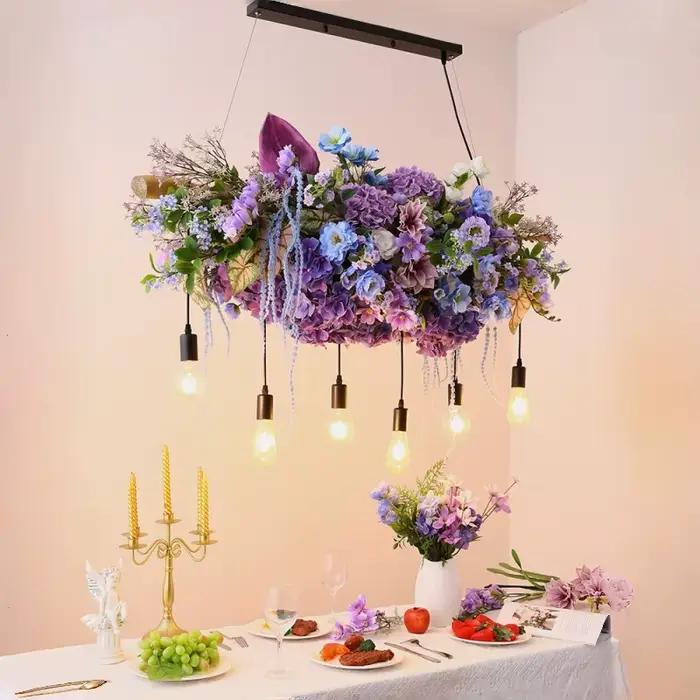 Counter de Bar violet Led lustre créatif Restaurant décoration lumière magasin de fleurs fenêtre Sunroom cour plafonnier élégant