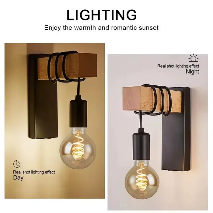 Applique Murale LED en Bois Rétro