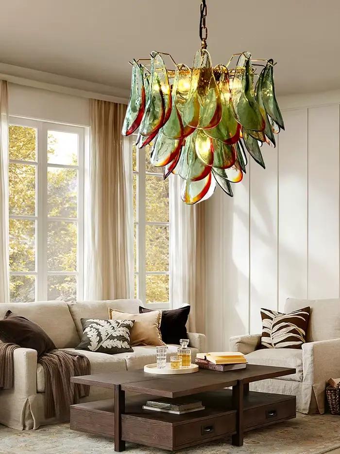 Lampe LED suspendue en forme de pétale de verre
