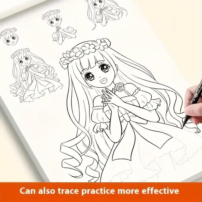 Livre de dessin de lignes de personnages d'anime pour débutants | Carnet de croquis de 48 pages avec lignes de base | Idéal pour les caricaturistes et les stylistes de dessins animés