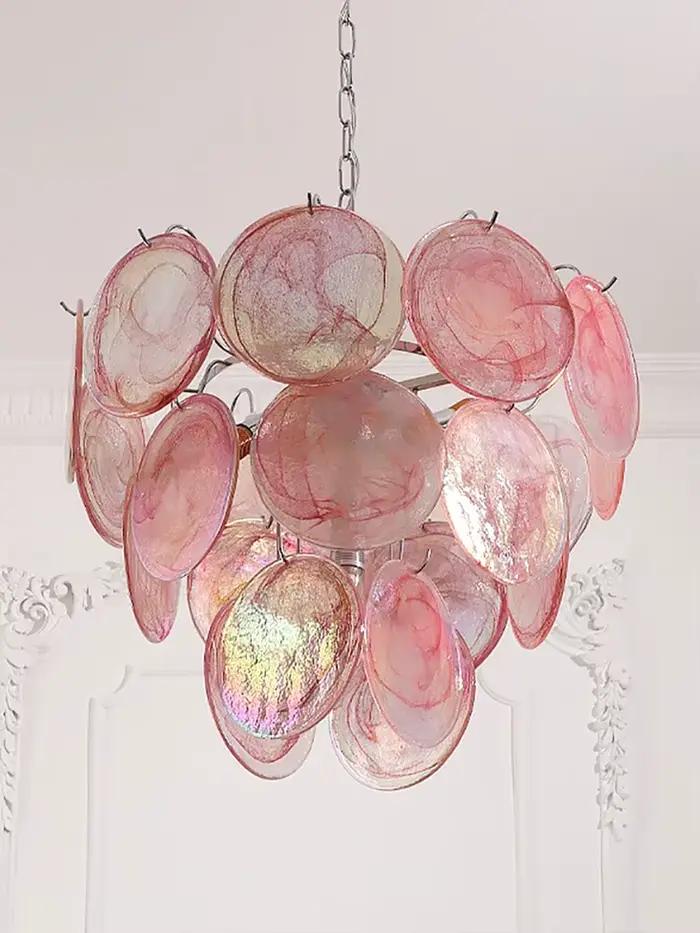 Plafonnier LED Vintage en Verre Rouge Design Art Déco Chandeliers Lustres Installation Semi-Encastrée Occasions Spéciales