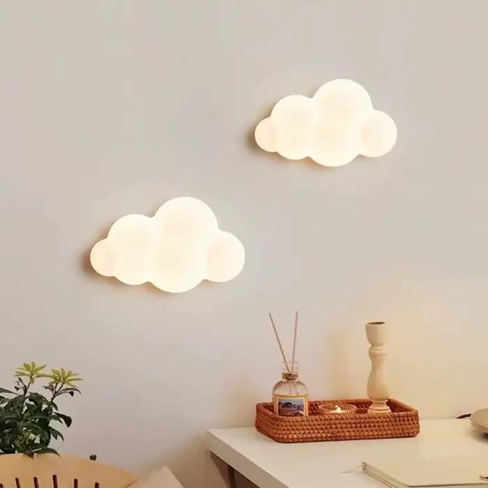 Lampe murale nuage pour chambre d'enfant, lumière LED nuage flottant mignonne, lumière douce et chaude pour chambre à coucher, chambre d'enfant, lecture, lumière tricolore