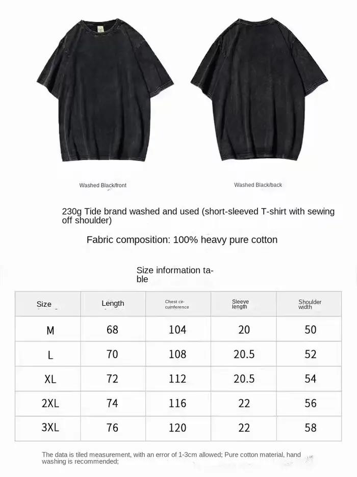 T-shirt unisexe en coton noir délavé à l'acide avec motif Brook de l'anime One Piece, col rond, manches courtes, style vintage, nouvelle collection été 2026, style Y2K, pour homme