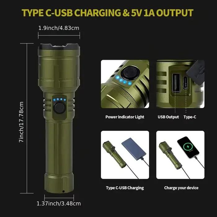 Lampe de poche Ultra puissante, allumage concentré, lampe tactique militaire étanche, torche d'aventure pour Camping en plein air