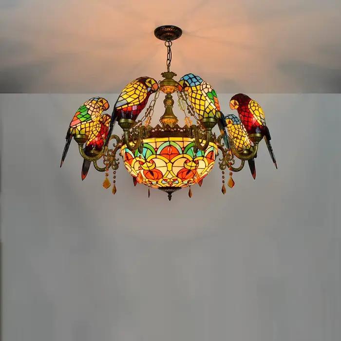 Art déco Tiffany perroquet concepteur Lustre