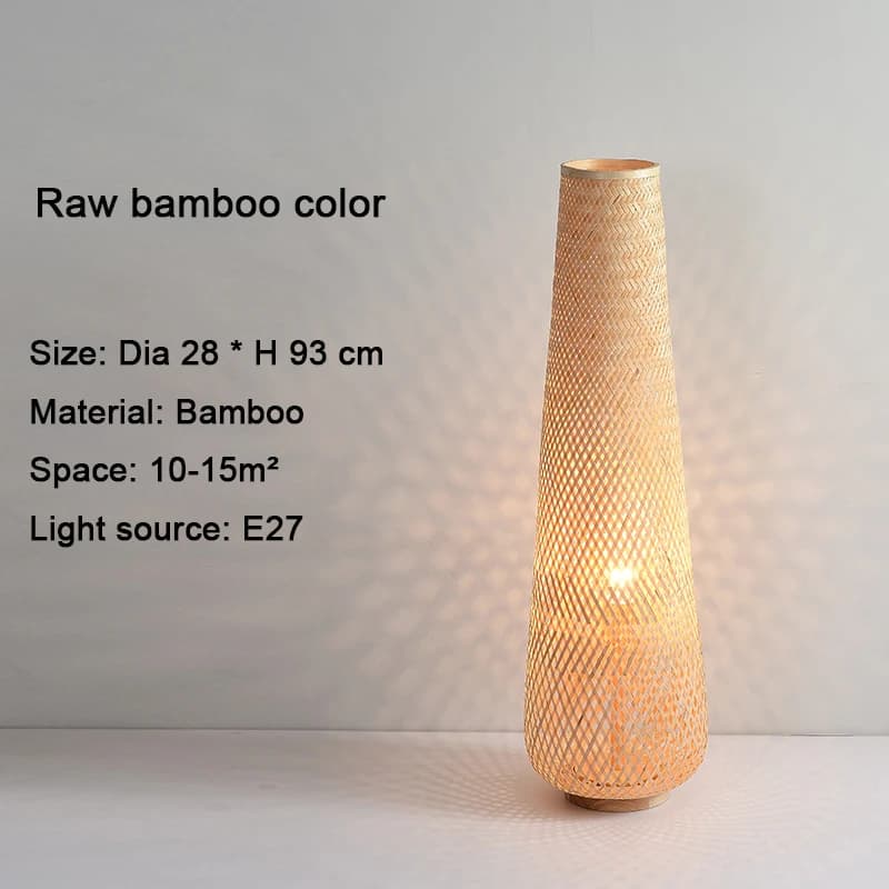 Lampadaire en rotin japonais rétro Wabi-sabi lampe à LED verticale étude décorative salon chambre ca