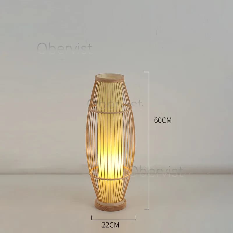 Lampadaire chinois d'art rétro en bambou tressé pour salon, salle de thé, chambre japonaise – Lumina