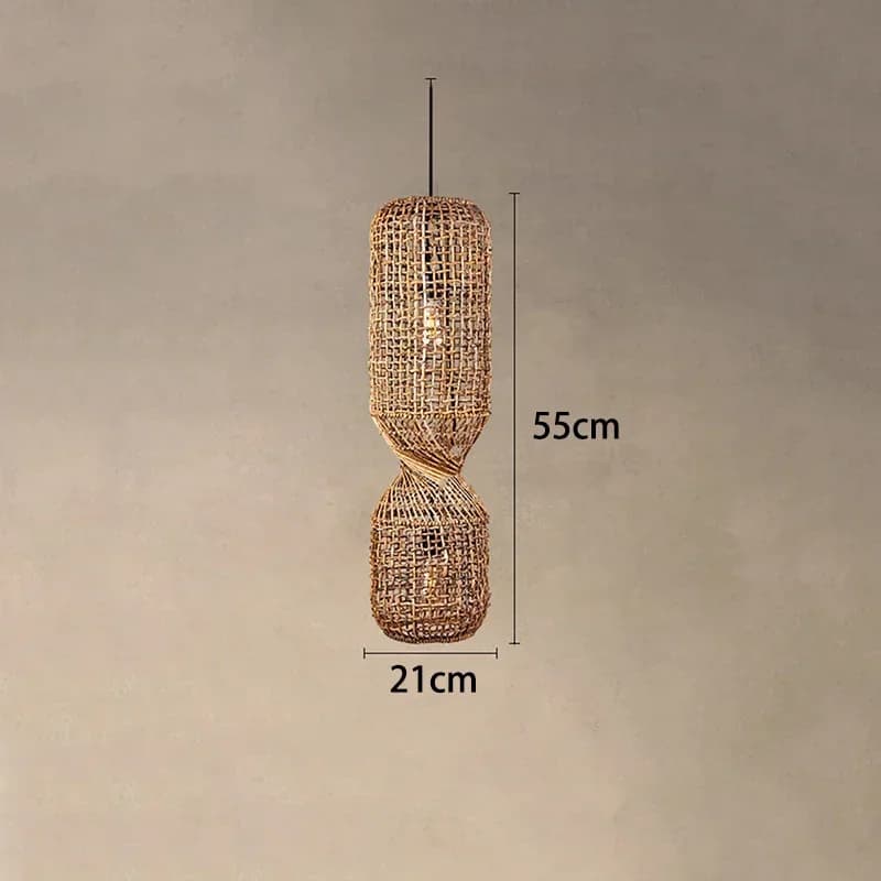Lampe Suspendue Vintage en Rotin de Type Cylindrique, Lustres Tissés à la Main, pour Salon, Chambre 