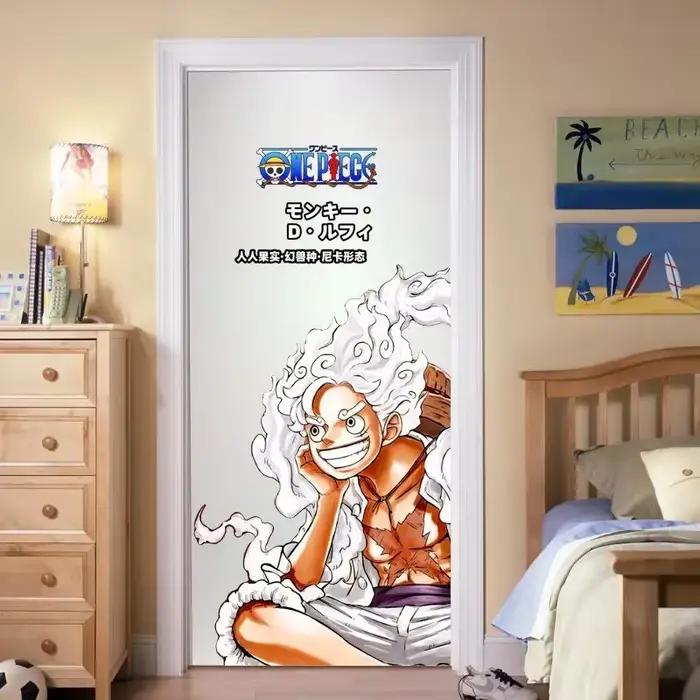 Autocollant de porte de chambre Nika Luffy, une pièce, personnalité de dessin animé, mode, autocolla