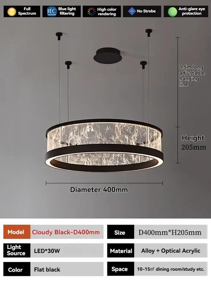 Designer Art décor suspension argent rond 40 60 80 cm suspension pour salon Hall décor salle à mange
