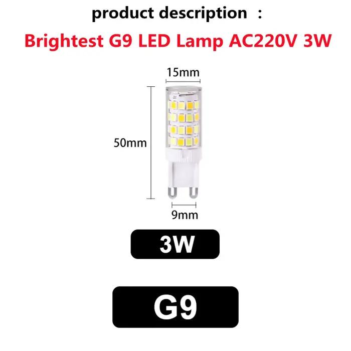 Ampoule LED G9 la plus lumineuse AC220V 3W 5W 7W en céramique SMD2835, blanc chaud/froid, projecteur