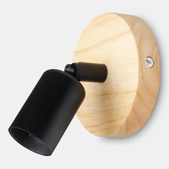 Applique murale en bois au Design Vintage avec Base E27, lampe en bois de Style noir et blanc pour c