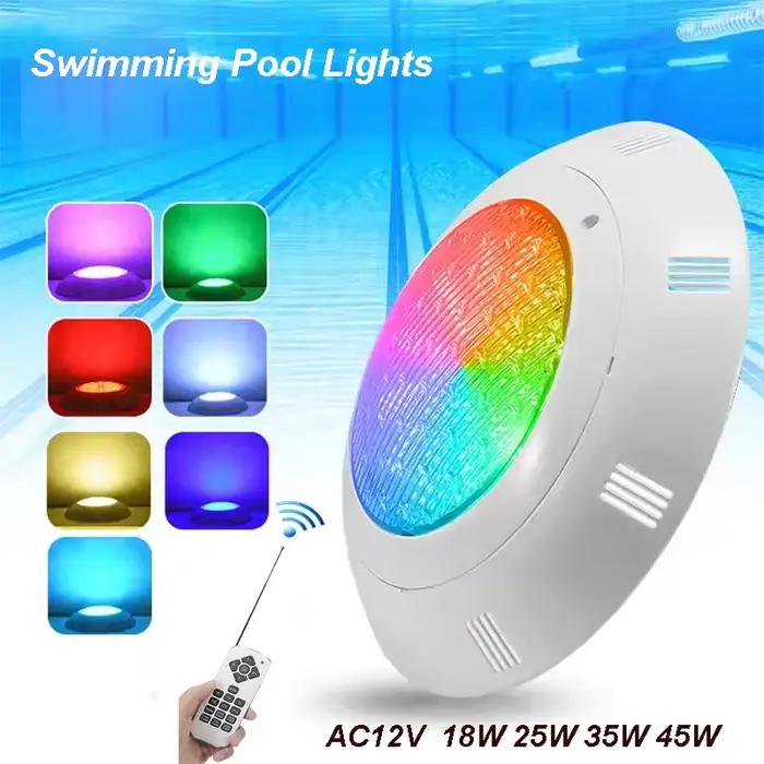 Lumières LED pour piscine RGB AC12V 12W 18W 25W 35W 45W, lampe étanche IP68 avec télécommande pour f