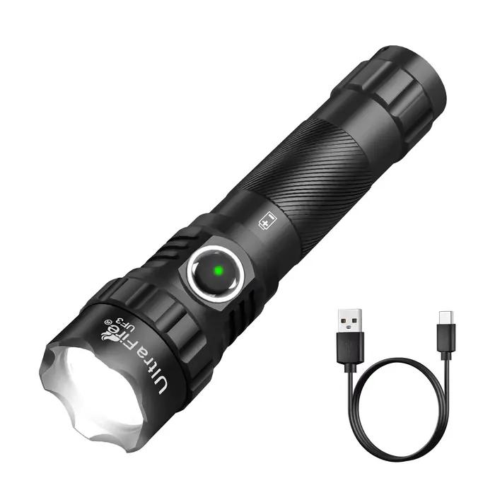 UltraFire UF3 Lampe Torche Tactique 1200 Lumens Puissante LED Police 3 Modes 21700 USB C Rechargeabl