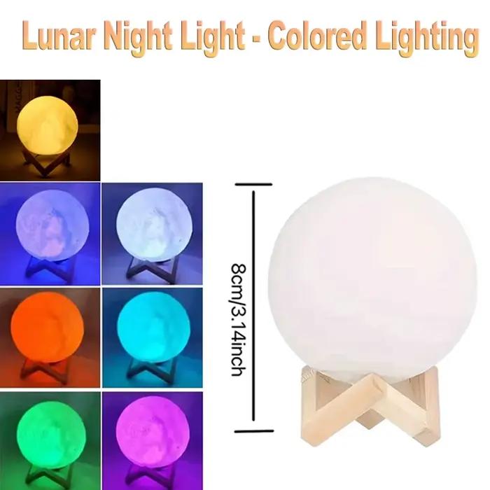 Veilleuse LED lunaire, lampe de chambre à intensité variable, éclairage d'ambiance alimenté par USB