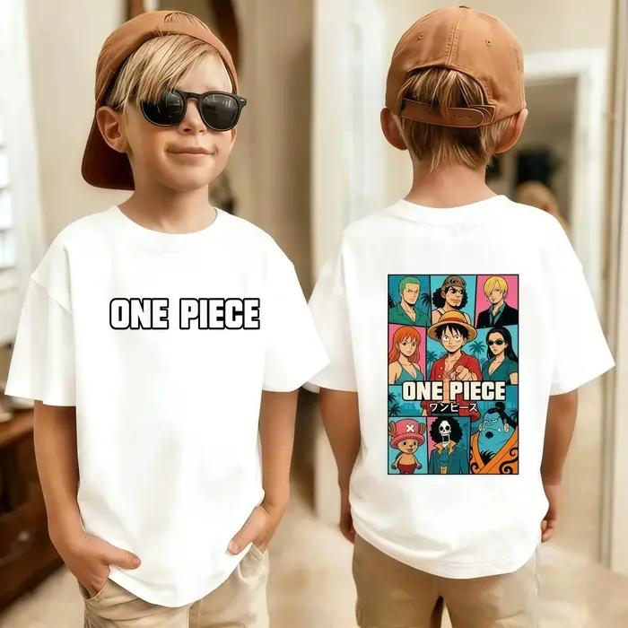 T-shirt One Piece pour garçons et filles, t-shirt d'été pour enfants, t-shirt d'anime Luffy Zoro Nam