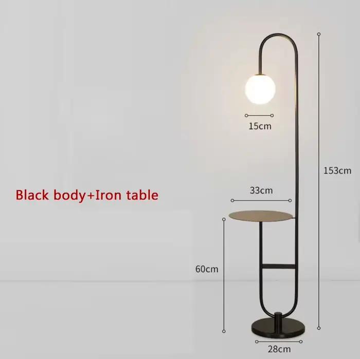 Lampe LED autoportante en marbre noir doré avec table ronde, design moderne, luminaire décoratif d'i