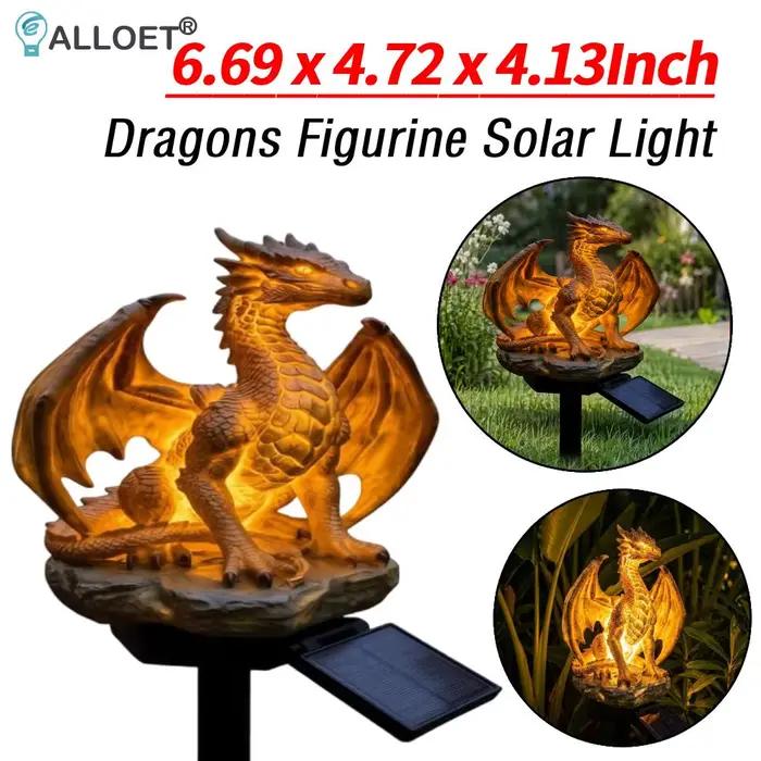 Lampe solaire de jardin Dragon, économe en énergie, figurine de dragon, forme gothique unique pour l