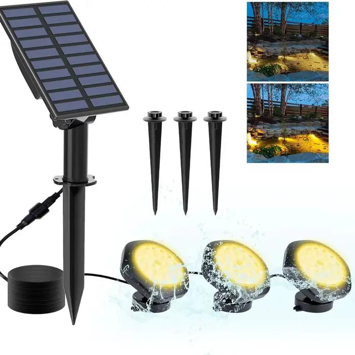 Lumière solaire de piscine 3LEDS 3000k, décoration de fontaine d'étang de natation, lampe sous-marin