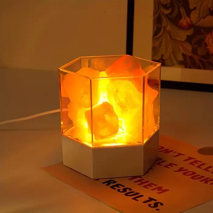 Lampe en pierre de sel LED, lampe de nuit en cristal faite à la main, petite lampe de table, idéale