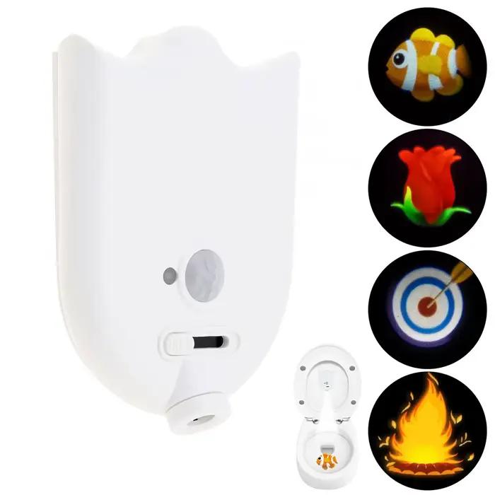 Lampe de projection pour toilettes, lampe LED créative à détecteur de mouvement pour toilettes, écla