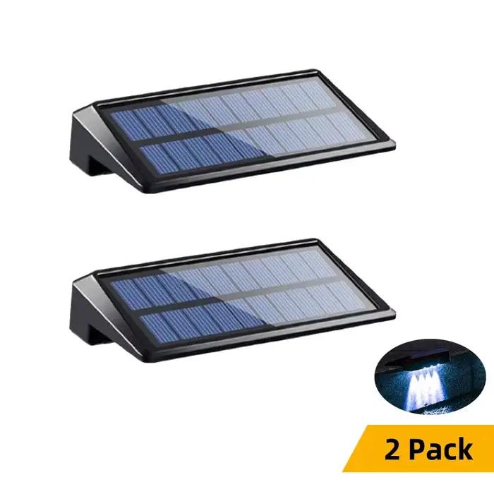 Paquet de 2 appliques murales solaires 4 LED lumières de clôture solaire lumières de pont solaires i