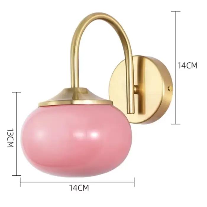 Applique murale moderne en forme de boule de verre rose et blanc, crème élégante pour fille, salon,