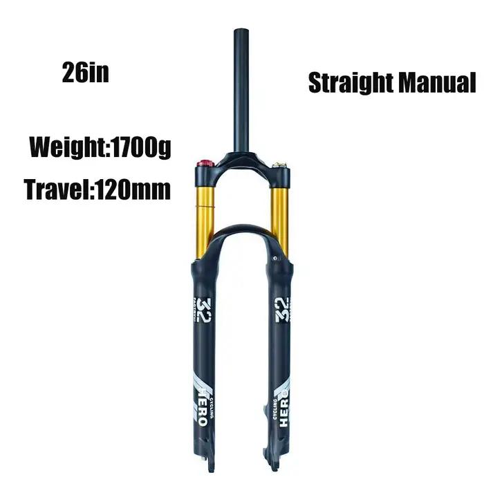 Fourches VTT, fourche pneumatique de suspension de vélo pour Dirt Jump/XC, 26/27, 5/29 pouces, Compa