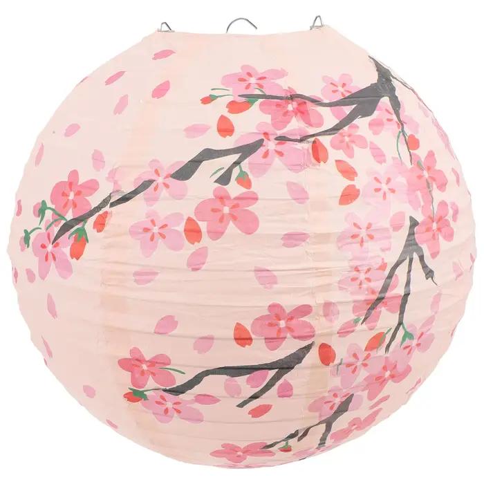 Lanterne suspendue en papier en forme de fleur de pêcher, abat-jour d'intérieur japonais, Style exté