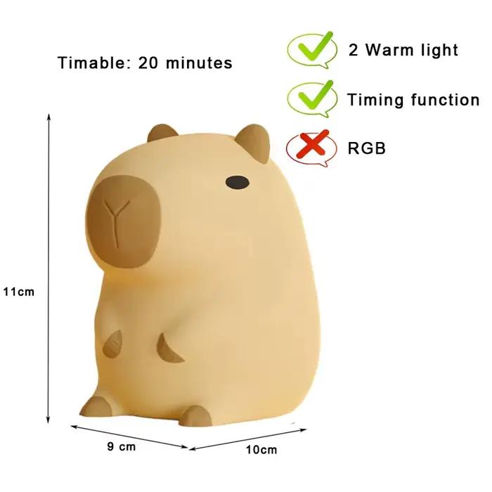 Veilleuses LED à capteur tactile pour chambre d'enfant, lampe animal mignon, mangue capybara, intens