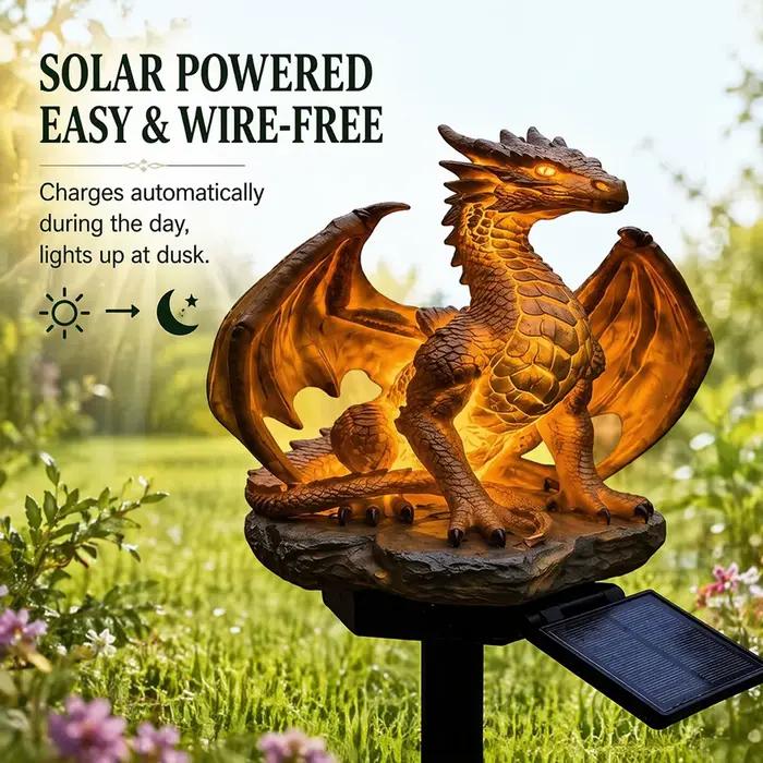 Lampe solaire de jardin Dragon, économe en énergie, lampe en forme de statue de Dragon pour l'extéri