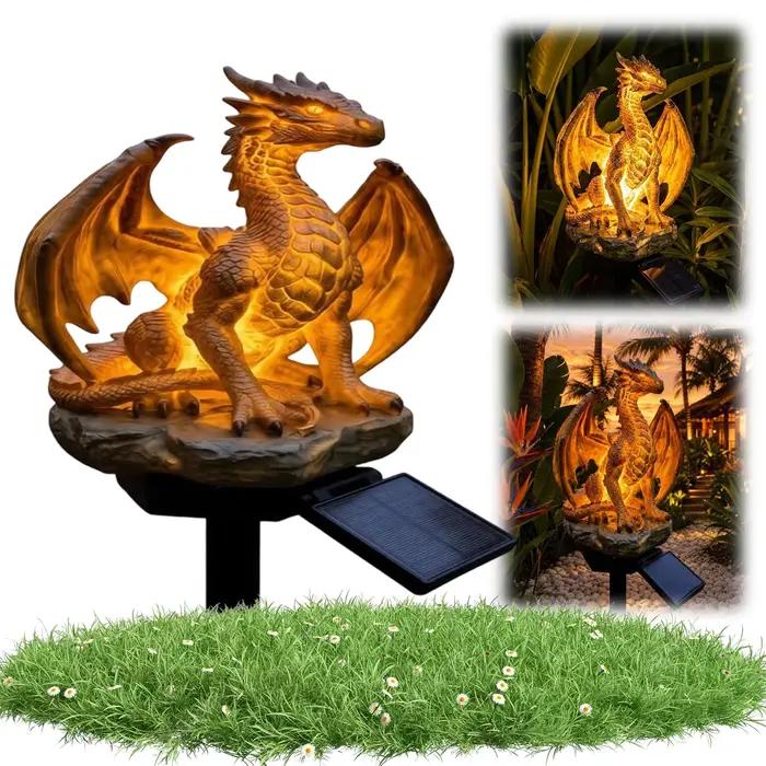 Lampe solaire Dragon d'extérieur à économie d'énergie, forme gothique unique pour la décoration de l