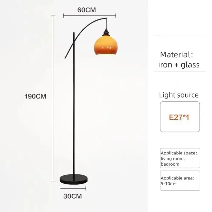Abat-jour en verre Orange lampadaire rétro pêche lampadaires pour salon canapé chambre étude éclaira