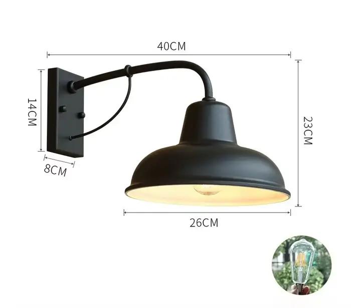 Lampe murale extérieure en fer forgé, luminaires de style américain pour jardins avant, balcons, cou