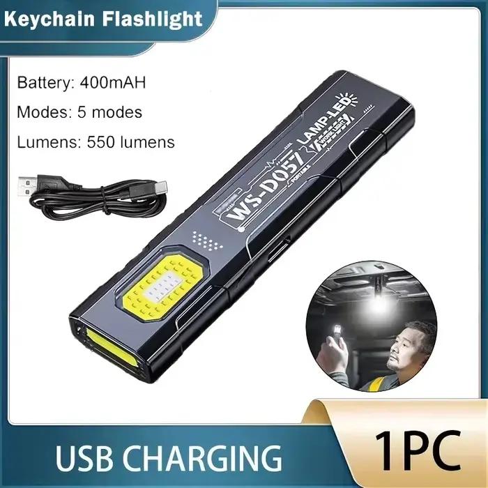 Lampe de Poche LED COB Portable, Rechargeable par USB, Lanterne Magnétique de Travail, avec Batterie
