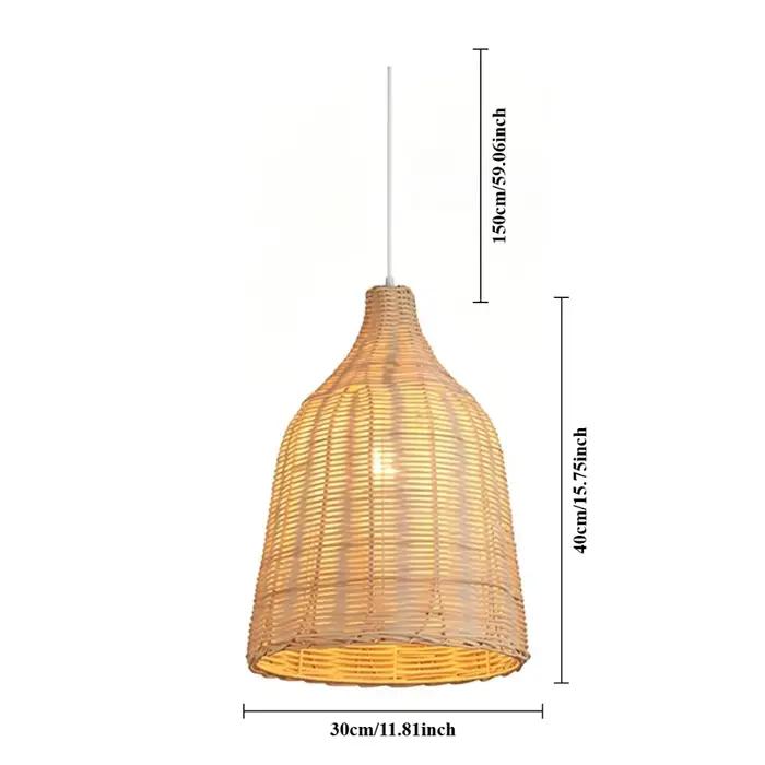 JOYINLED 1/3PCS Lampe suspendue en bambou de style japonais, luminaires suspendus en rotin naturel f