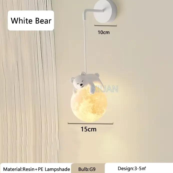 Applique Murale de oral et en Forme d'Ours Blanc et Lapin, Luminaire Décoratif d'Nik, Style Nordique