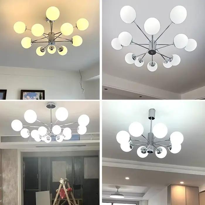Plafonnier LED en Forme de Boule de Verre au Design Moderne Chromé