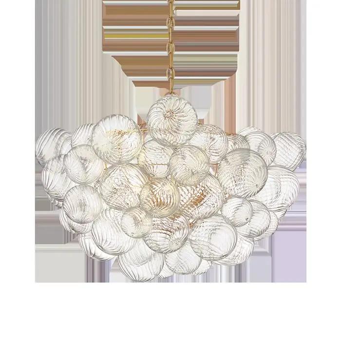 Lampe suspendue en verre nervuré du milieu du siècle