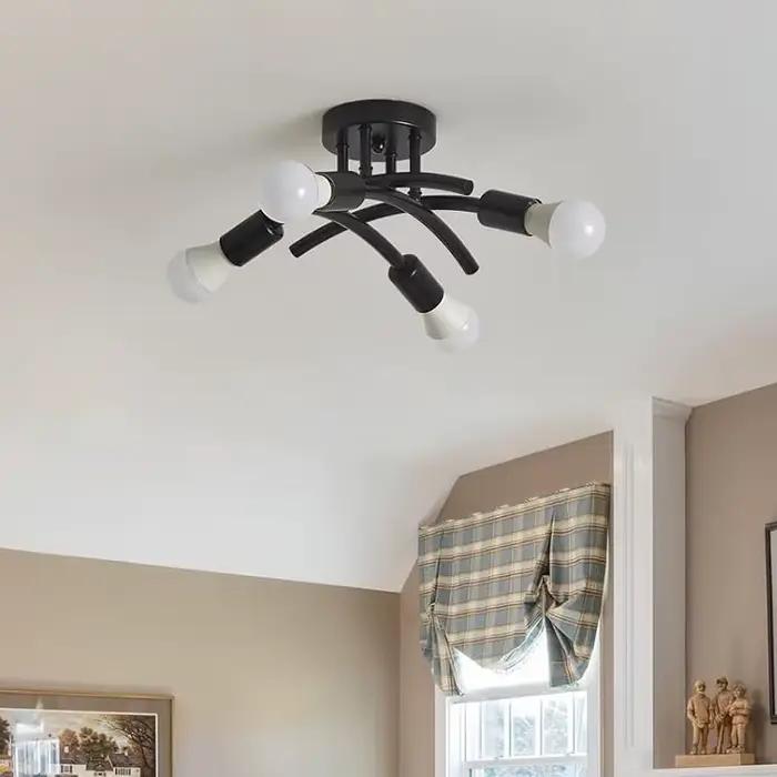 Lampe suspendue en forme de tuyau en fer forgé de style rétro