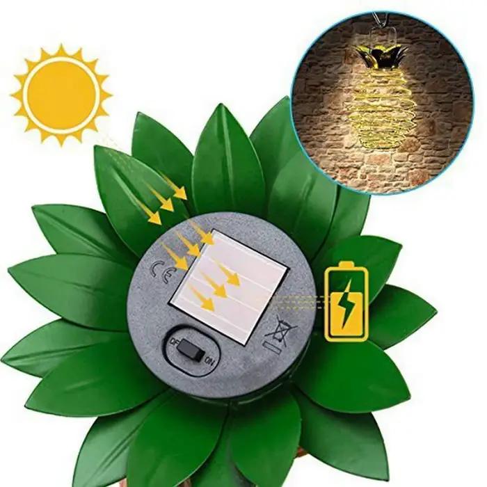 Lampes solaires ananas fer Art lanternes Led fil de cuivre cordes lumineuses extérieur étanche jardin décoratif