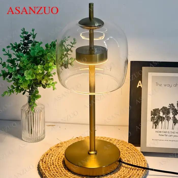 ASANZUO fumée gris verre lampes de Table moderne salon chambre chevet petite lampe de bureau décor intérieur ambre